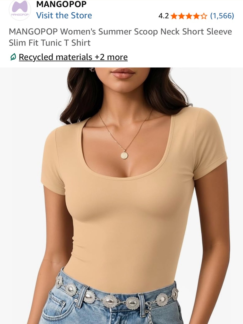 Mangopop Nude Short Sleeve Scoop Neck Tee - Light Blush